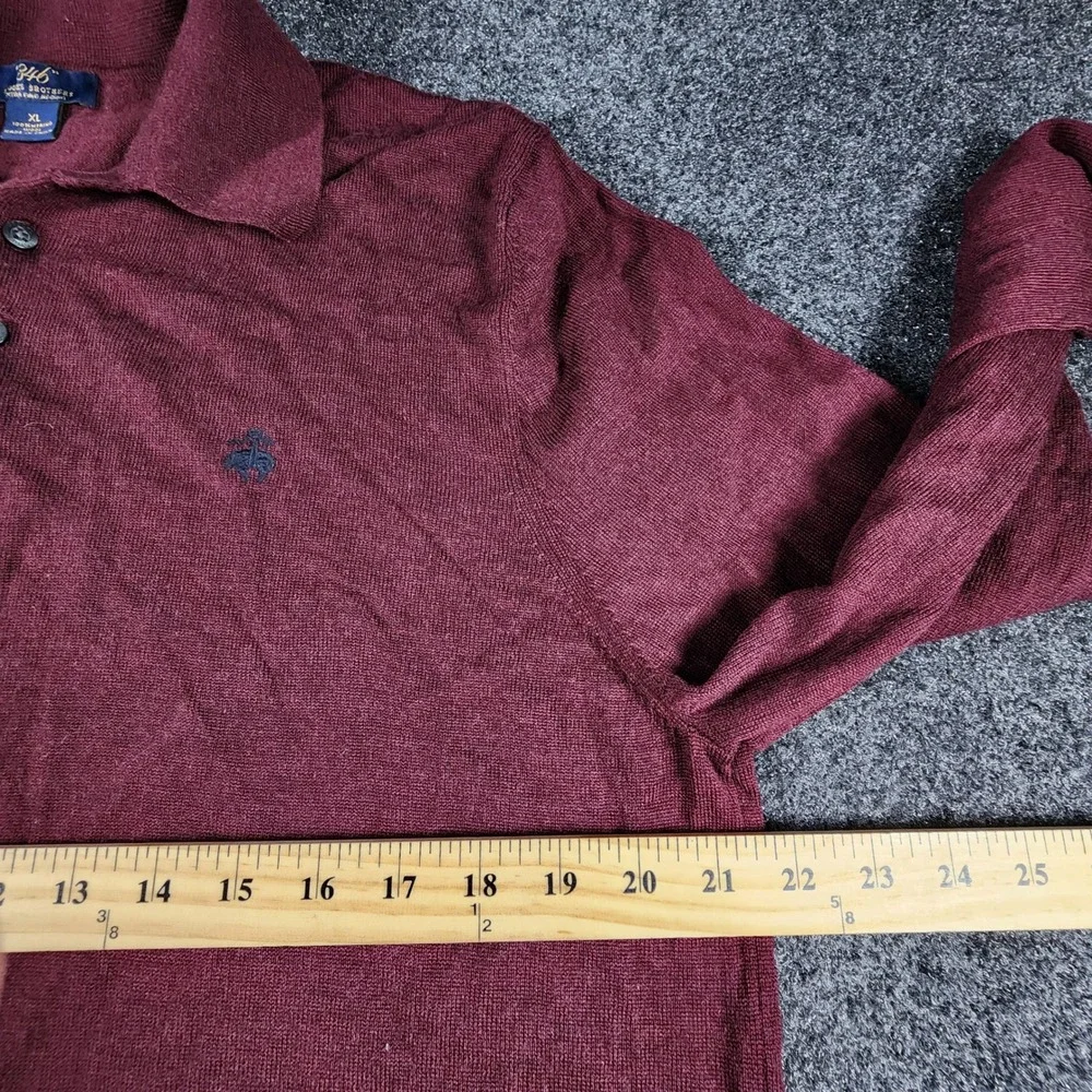 Brooks Brothers Merino Wool Long Sleeve Polo Sweater Mens XL Burgundy 100006514
